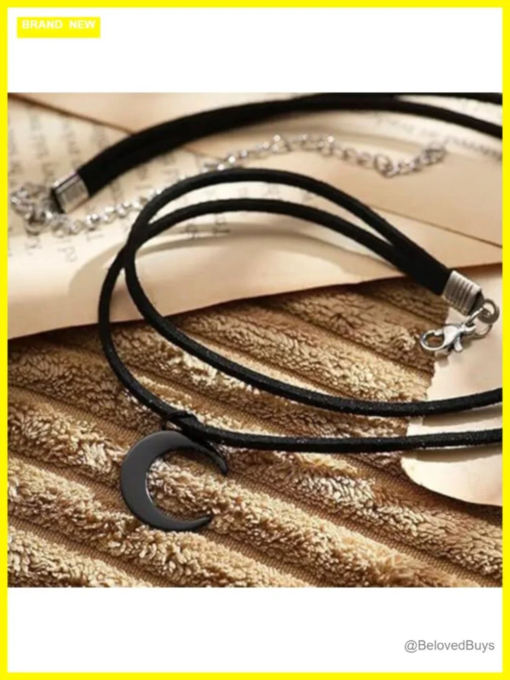 Gothic Moon Choker Faux Suede Leather Layered Necklace Punk Jewelry
